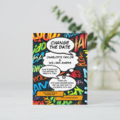 漫画ブックの延期日結婚の変更 案内ポストカード (スタンド正面)