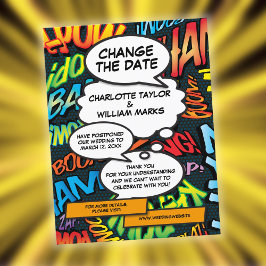 漫画ブックの延期日結婚の変更 案内ポストカード