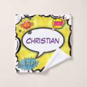 漫画ブックアポップ・アートのートカスタム バスタオルセット (ウォッシュタオル)