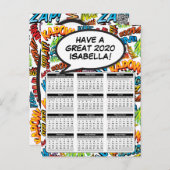 漫画ブックアポップ・アートのートスピーチバブル2020カレンダー ポストカード (正面/裏面)