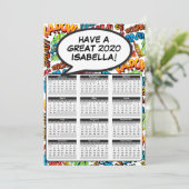 漫画ブックアポップ・アートのートスピーチバブル2020カレンダー 招待状 (スタンド正面)