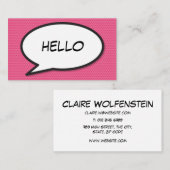 漫画ブックアポップ・アートのートハローピンク 名刺 (正面/裏面)