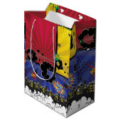 漫画ブックアポップ・アートのートバースデーパーティーカラフル ミディアムペーパーバッグ (裏面アングル)