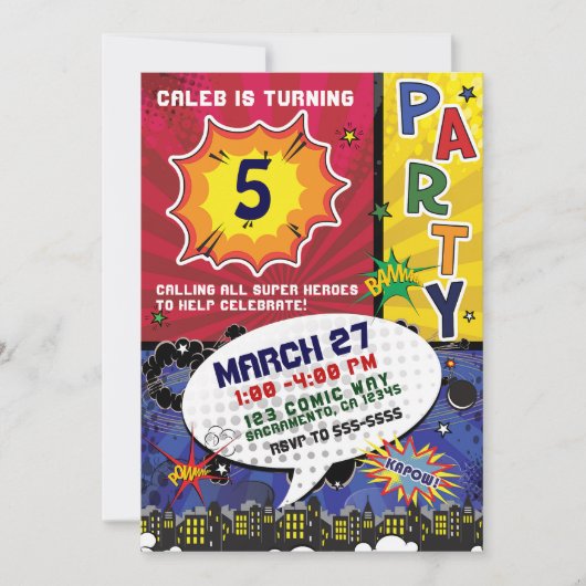 漫画ブックアポップ・アートのートバースデーパーティー 招待状 (正面)