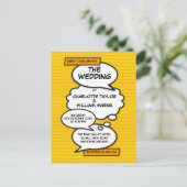 漫画ブックアポップ・アートのート結婚式招待状 案内ポストカード (スタンド正面)