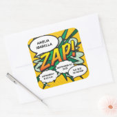 漫画ブックアポップ・アートのート誕生の状態パーソナライズされた スクエアシール (封筒)