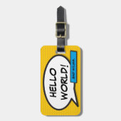 漫画ブックアポップ・アートのートHELLO WORLD パーソナライズされた ラゲッジタグ (正面縦)