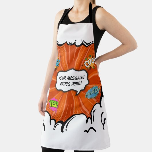 漫画ブックアートポップ・アートの追加文字カスタム エプロン (インサイチュ)