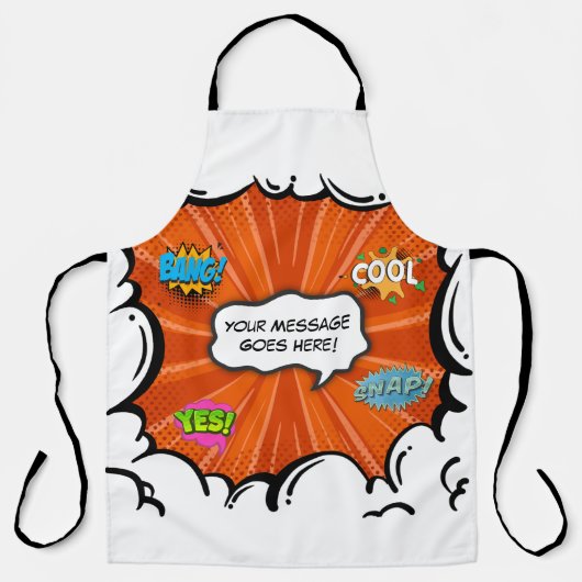 漫画ブックアートポップ・アートの追加文字カスタム エプロン (正面)