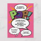 漫画ブックアーポップ・アートのト準備ベビーポップ・アートのシャワー招待状 案内ポストカード (正面)