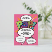漫画ブックアーポップ・アートのト準備ベビーポップ・アートのシャワー招待状 案内ポストカード (スタンド正面)