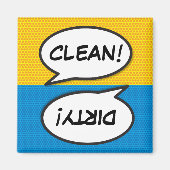 漫画ブックアーポップ・アートのト食洗機クリーン・ダーティ マグネット (正面)