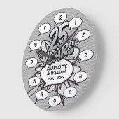 漫画ブックアーポップ・アートのト25thシルバー記念日 ラージ壁時計 (傾斜)