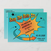 漫画ブックウェディング日付の保存 案内ポストカード (正面/裏面)