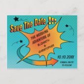 漫画ブックウェディング日付の保存 案内ポストカード (正面)