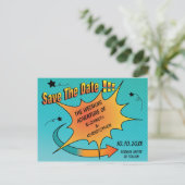 漫画ブックウェディング日付の保存 案内ポストカード (スタンド正面)