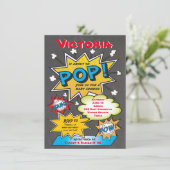 漫画ブックカップルベビーシャワー招待状 招待状 (スタンド正面)