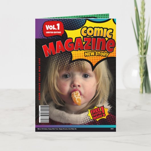 漫画ブックカバー写真クリスマスカード カード (正面)