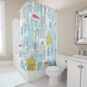 漫画ブックシティ：ヴィンテージパターン シャワーカーテン (インサイチュ)