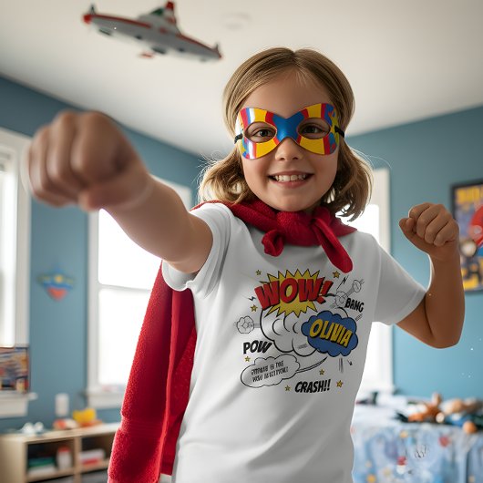 漫画ブックスタイルすごいヒーローTシャツ Tシャツ