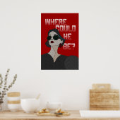 漫画ブックスタイルウーマンヴィンテージキャンプ ポスター (キッチン)