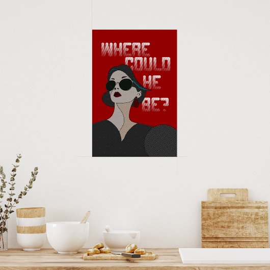 漫画ブックスタイルウーマンヴィンテージキャンプ ポスター (キッチン)