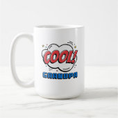 漫画ブックスタイルパターカッコいいングランドパホワイト コーヒーマグカップ (左)