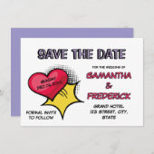 漫画ブックスタイルパーソナライズされたの保存日 招待状 (正面/裏面)