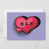 漫画ブックスタイルパーソナライズされたの保存日 招待状 (裏面)