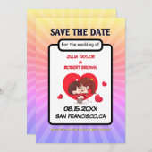 漫画ブックスタイルパーソナライズされたの保存日 招待状 (正面/裏面)