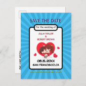 漫画ブックスタイルパーソナライズされたの保存日 案内ポストカード (正面/裏面)