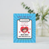 漫画ブックスタイルパーソナライズされたの保存日 案内ポストカード (スタンド正面)