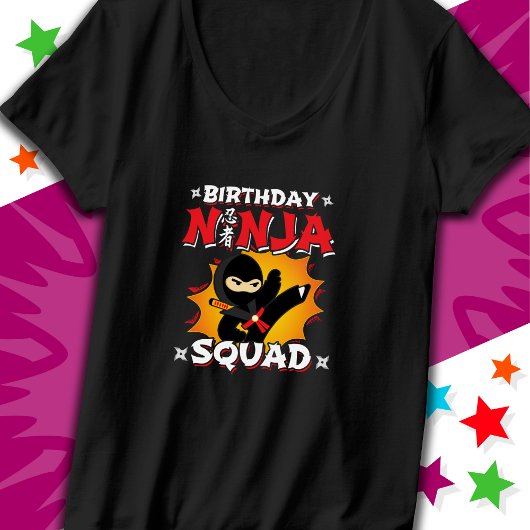漫画ブックスタイルパーティーおもしろい誕生日忍者分隊 Tシャツ