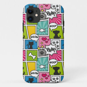 漫画ブックスタイルペットパターン iPhone 11 ケース