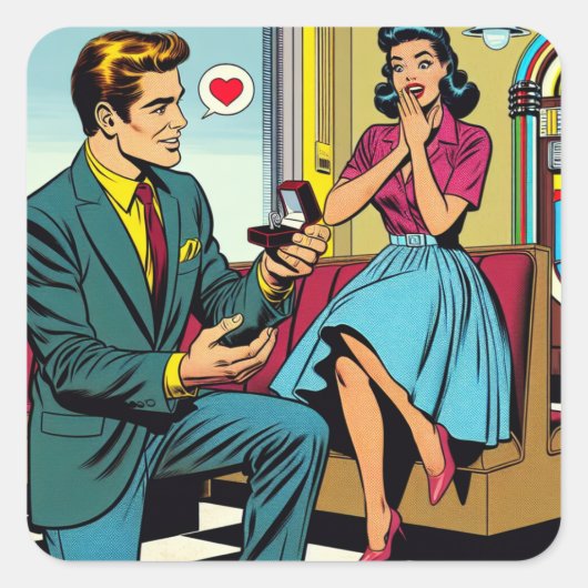 漫画ブックスタイルポップ・アートのアート提案 スクエアシール (正面)