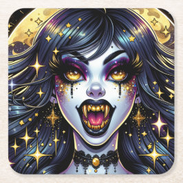 漫画ブックスタイルヴァンパイアハローウィンパーティ スクエアペーパーコースター