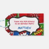 漫画ブックスタイル子供の誕生日パーティーありがとう ギフトタグ (裏面横)