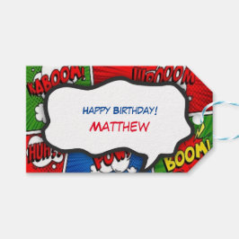 漫画ブックスタイル子供の誕生日パーティーありがとう ギフトタグ