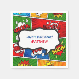 漫画ブックスタイル子供の誕生日パーティー スタンダードカクテルナプキン