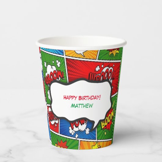 漫画ブックスタイル子供の誕生日パーティー 紙コップ (裏面)