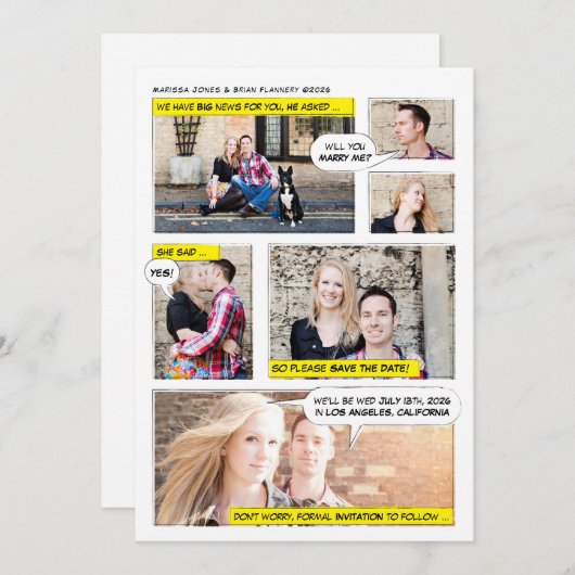 漫画ブックスタイル日付の保存 セーブザデート (正面/裏面)