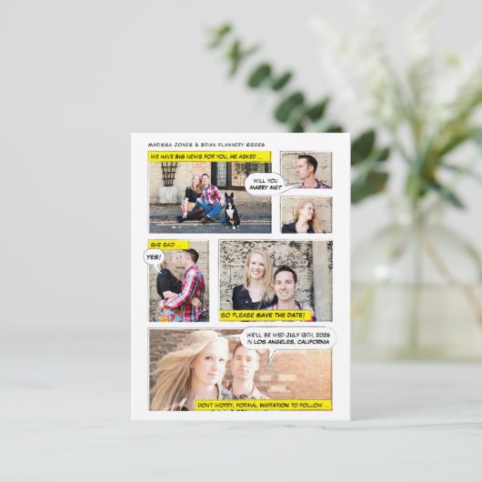 漫画ブックスタイル日付の保存 案内ポストカード (スタンド正面)