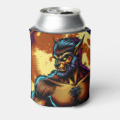 漫画ブックスタイル満月の前に狼男 缶クーラー (缶裏面)