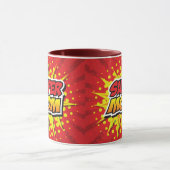 漫画ブックスタイル赤と黄色のすごいママママグ マグカップ (中央)