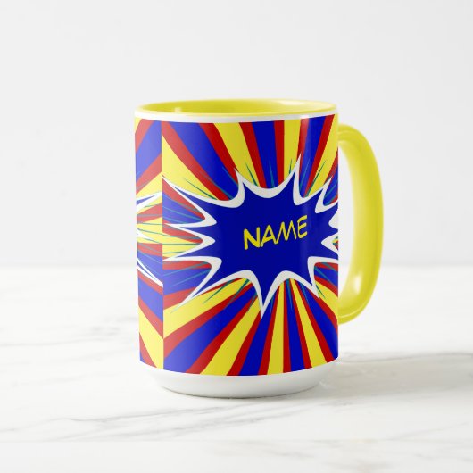 漫画ブックスーパーヒパーソナライズされたーロー名コーヒーマグ マグカップ (正面右)