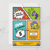 漫画ブックスーパーヒーロユニークボーイ誕生日 招待状 (正面)