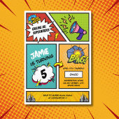 漫画ブックスーパーヒーロユニークボーイ誕生日 招待状