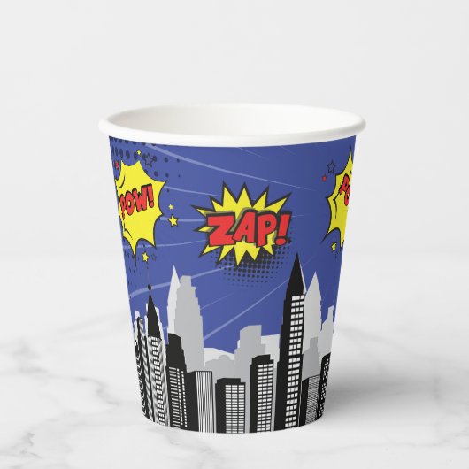 漫画ブックスーパーヒーロユニークボーイ誕生日 紙コップ (正面)