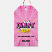 漫画ブックスーパーヒーローガールピンク誕生日ありがとう ギフトタグ (裏面)