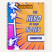 漫画ブックスーパーヒーロークール名パーソナライズされたトレンディー ノートブック (正面)